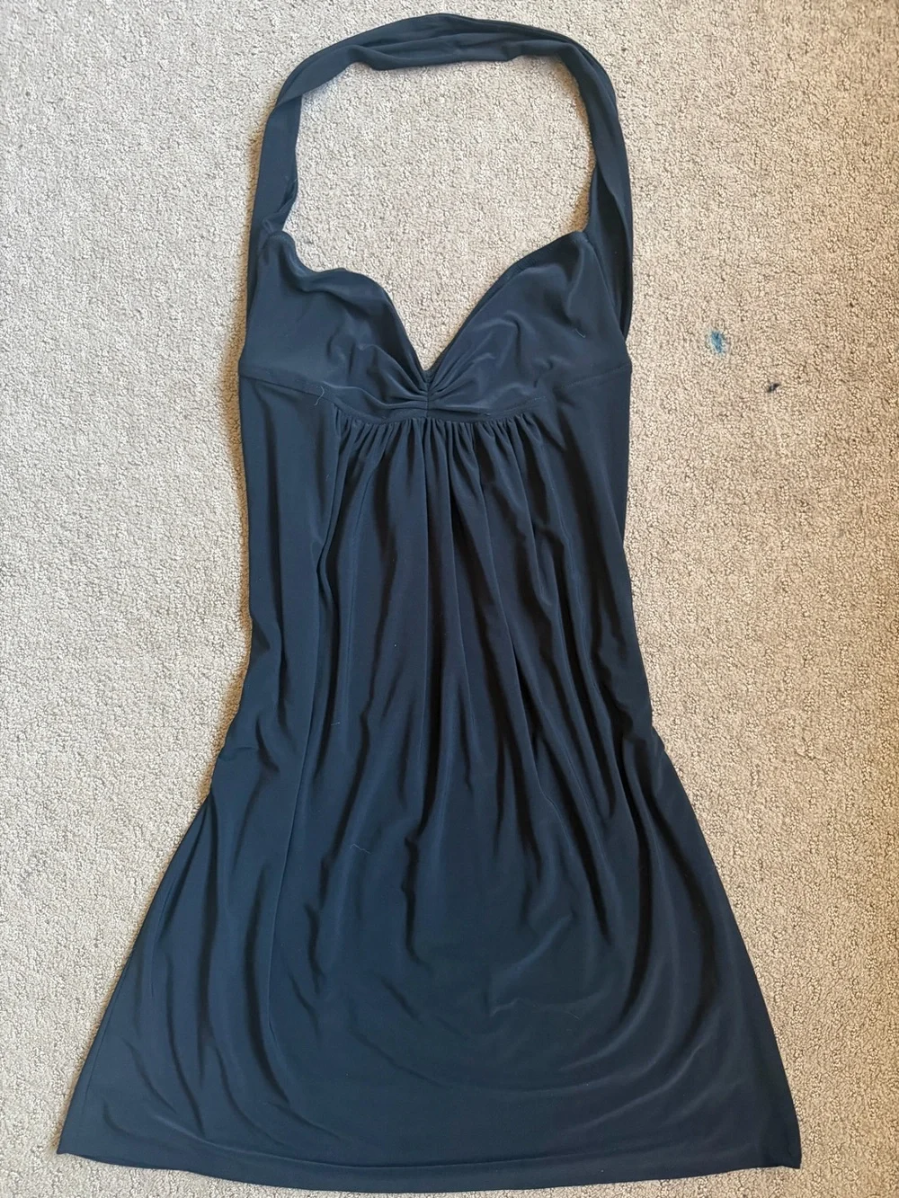 Norma Kamali Black Halter Dress Swim Cover Up Ruched‎ Empire Waist Size M
